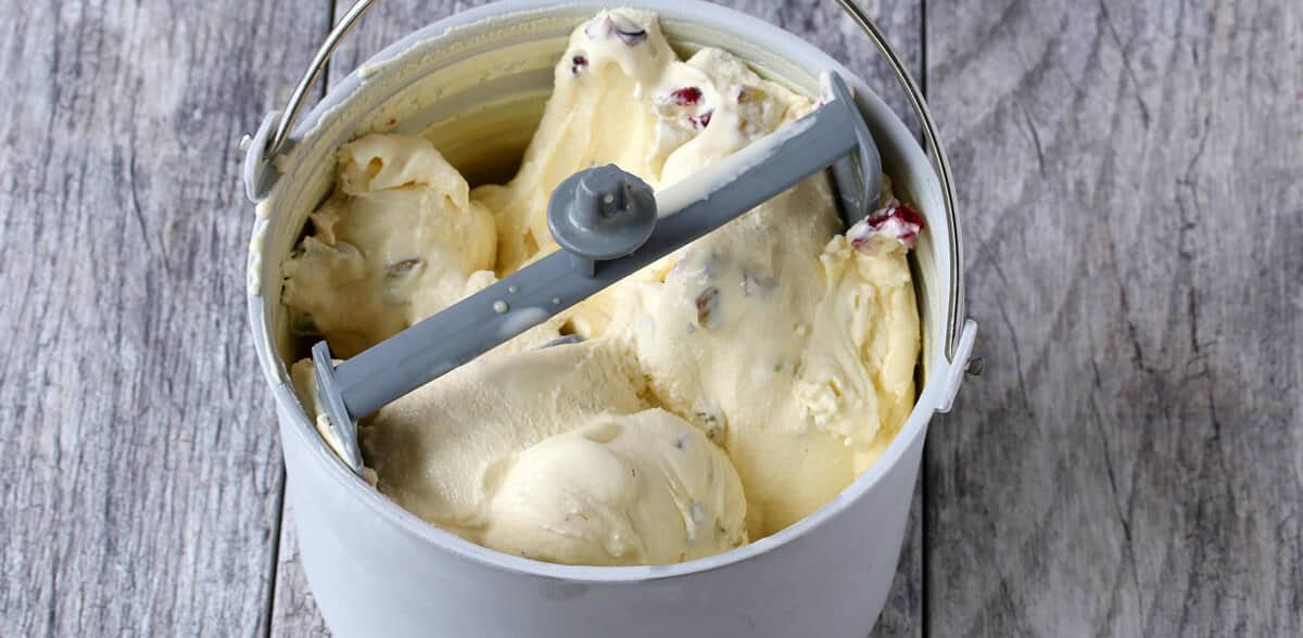 homemade white chocolate cranberry pistachio ice cream recipe christmas holidays festive