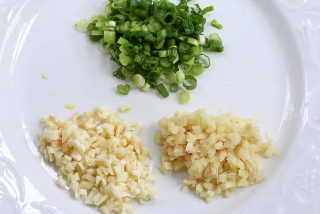 minced garlic ginger green onions