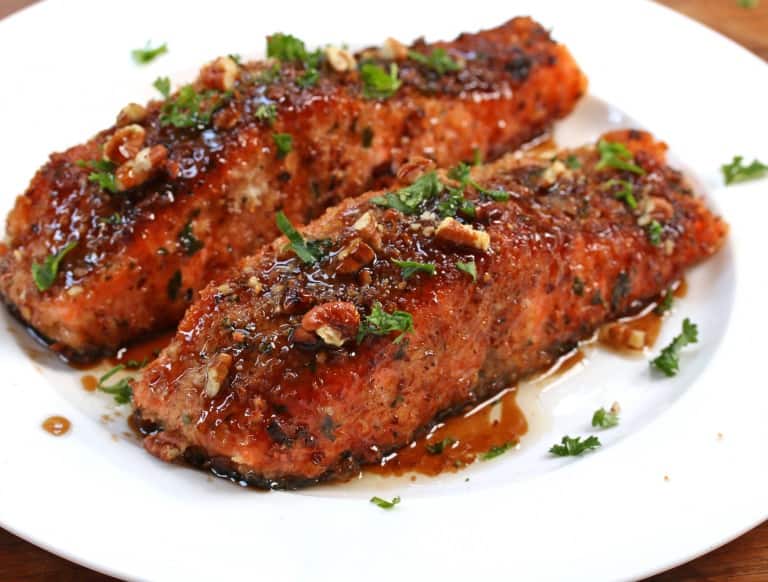 Pecan-Crusted Salmon with Bacon Fat Maple Glaze