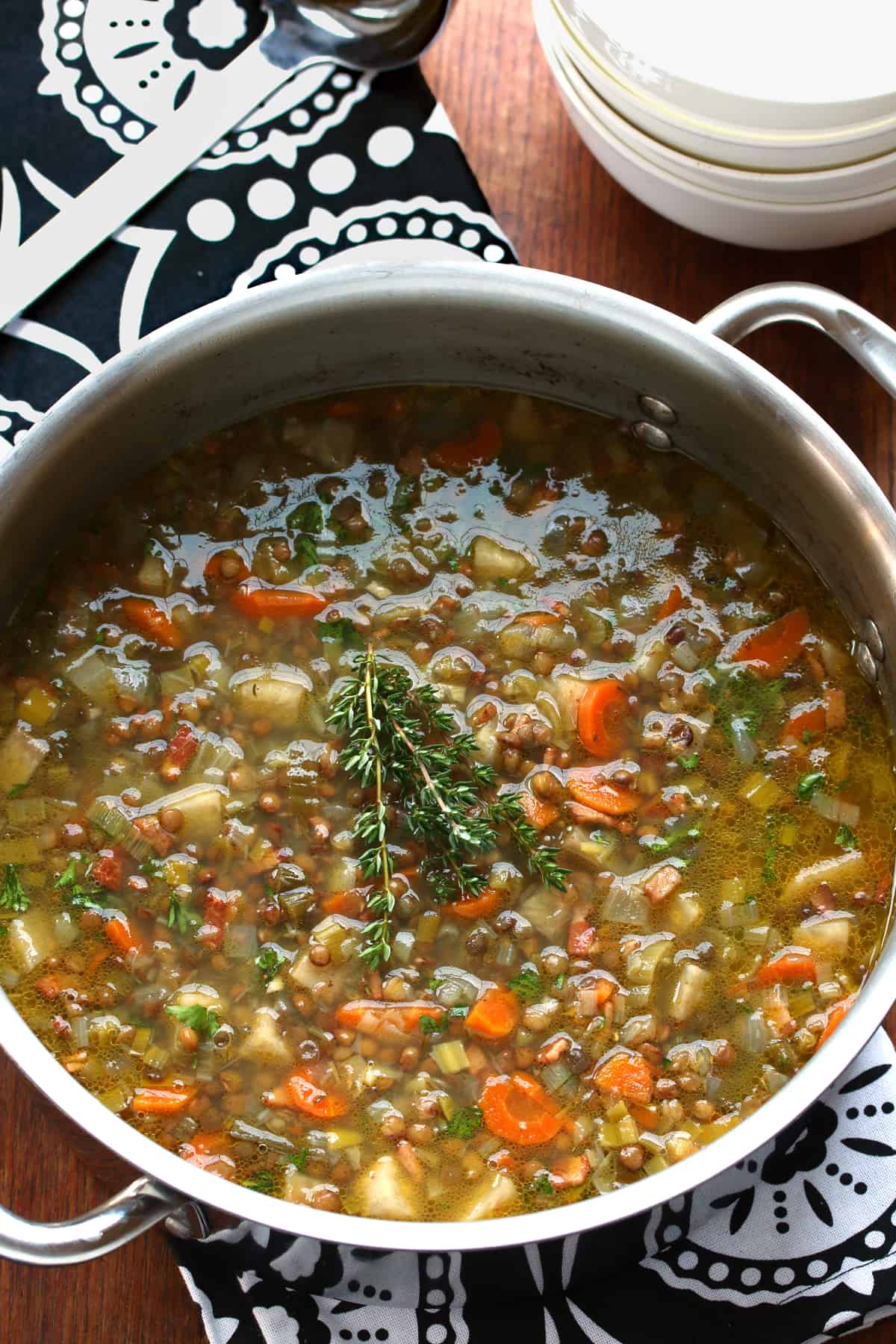 french lentil soup recipe traditional authentic best leek celeriac bacon puy lentils