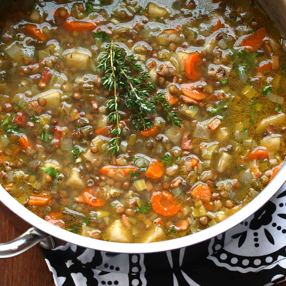 french lentil soup recipe traditional authentic best leek celeriac bacon puy lentils