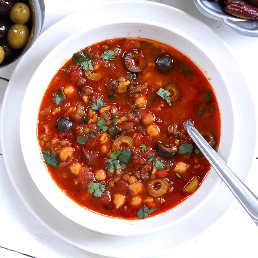 harira recipe Moroccan lentil chickpea soup stew beef lamb garbanzo beans ramadan