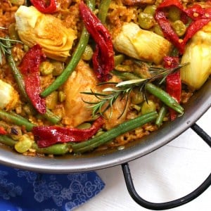 valencian paella recipe traditional authentic rice artichokes beans piquillo peppers