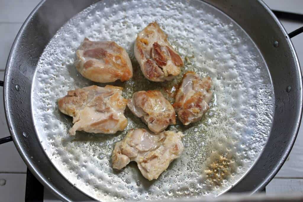 frying chicken in the pan