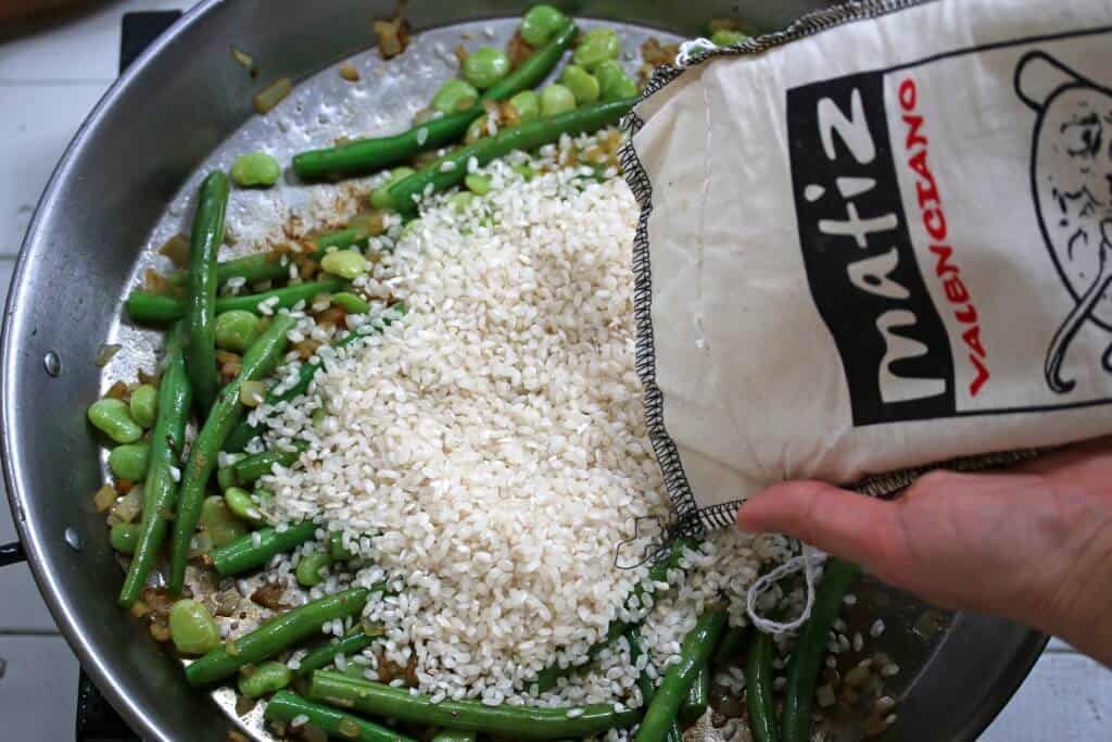adding the rice