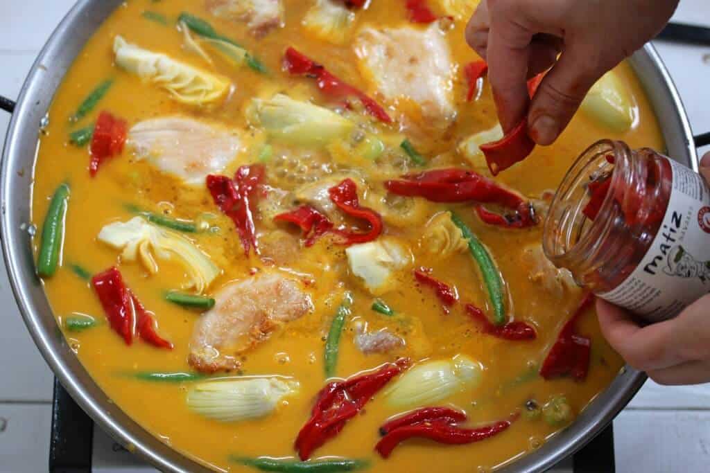 valencian paella recipe traditional authentic rice artichokes beans peas