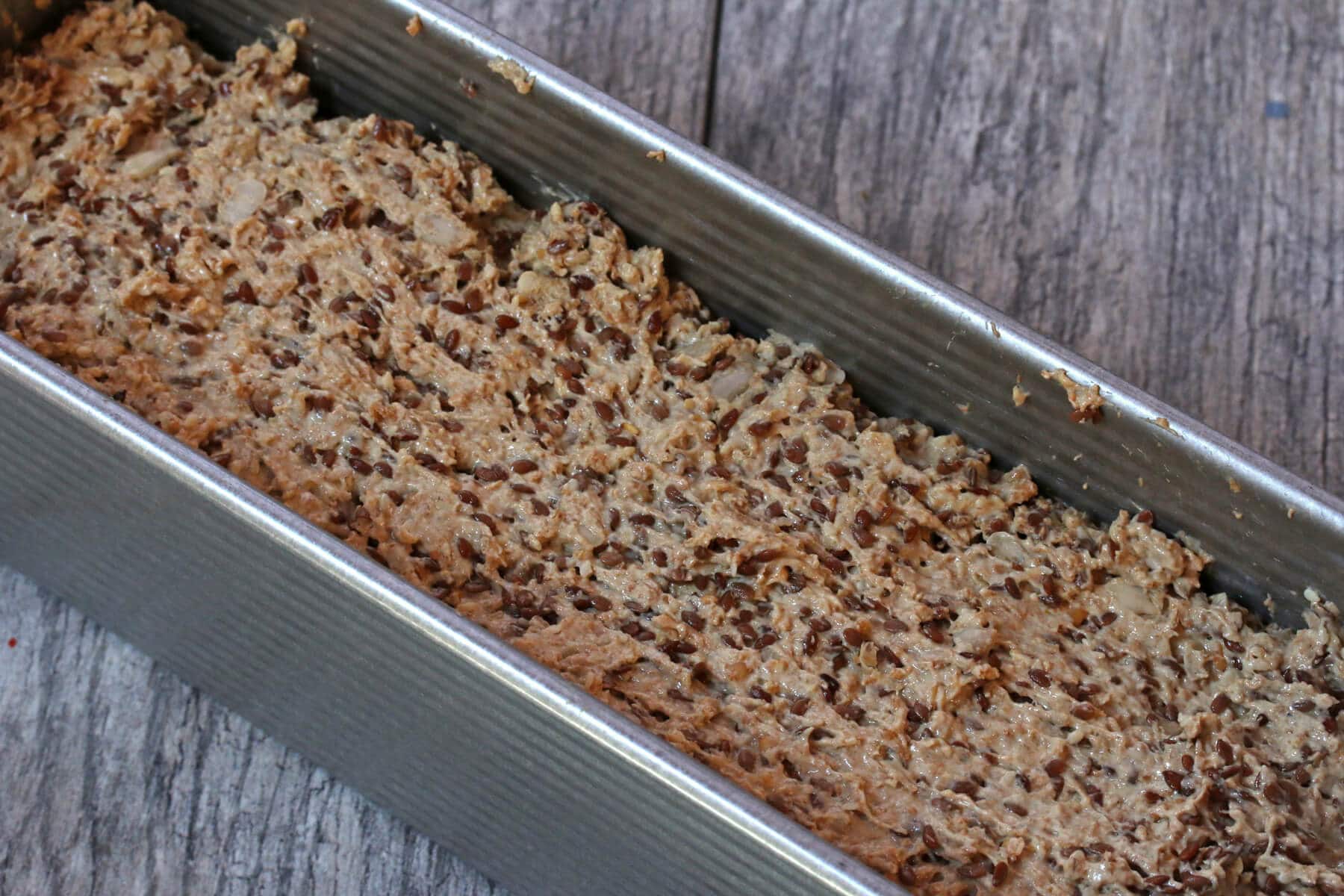 scoop batter into loaf pan