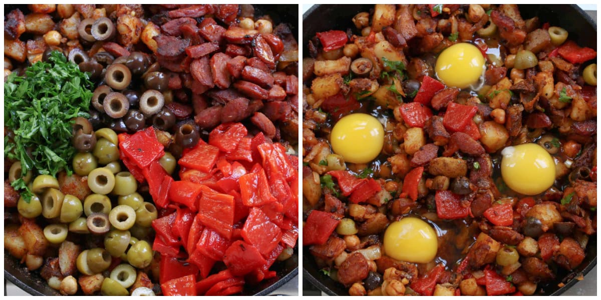 portuguese potato hash recipe linguica sausage roasted red peppers