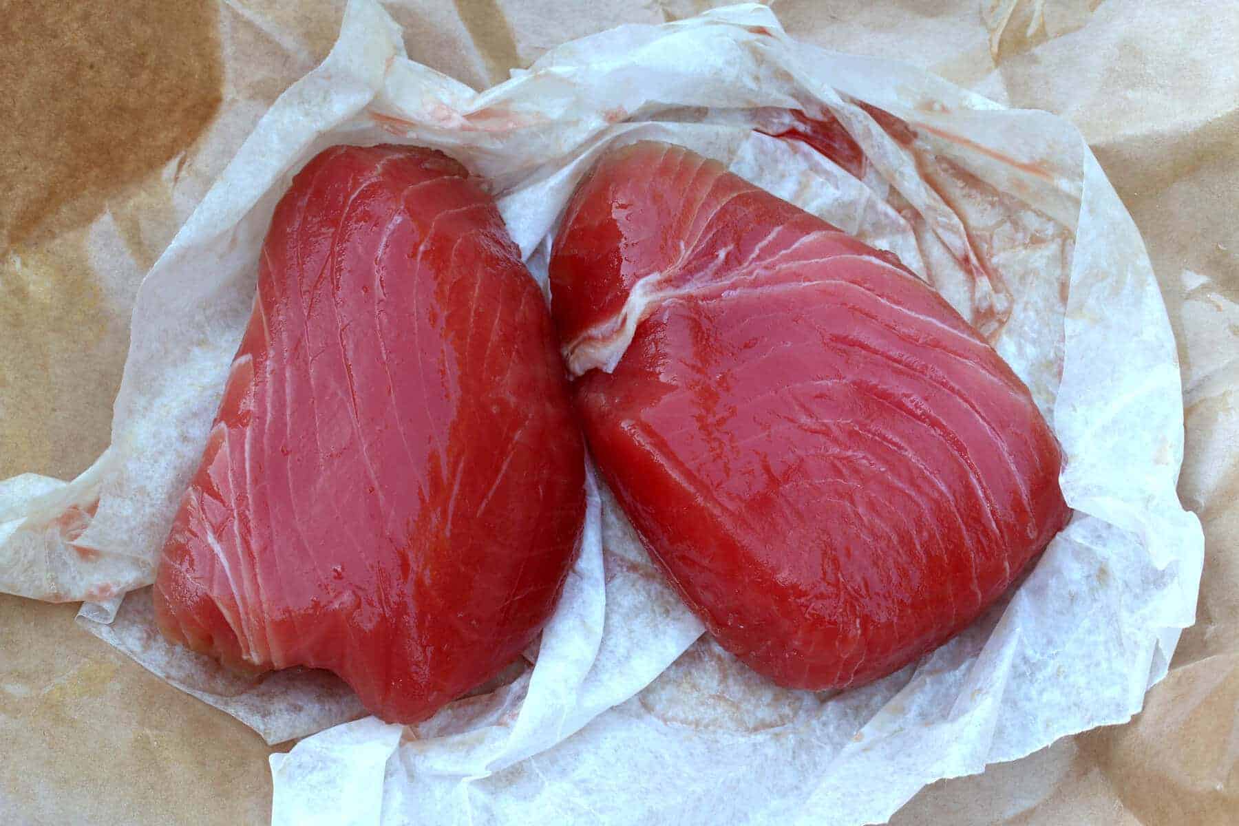 raw tuna steaks