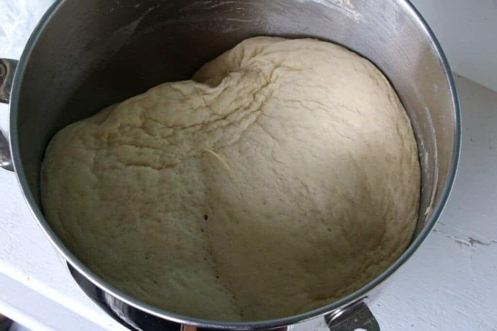 preparing the risen dough