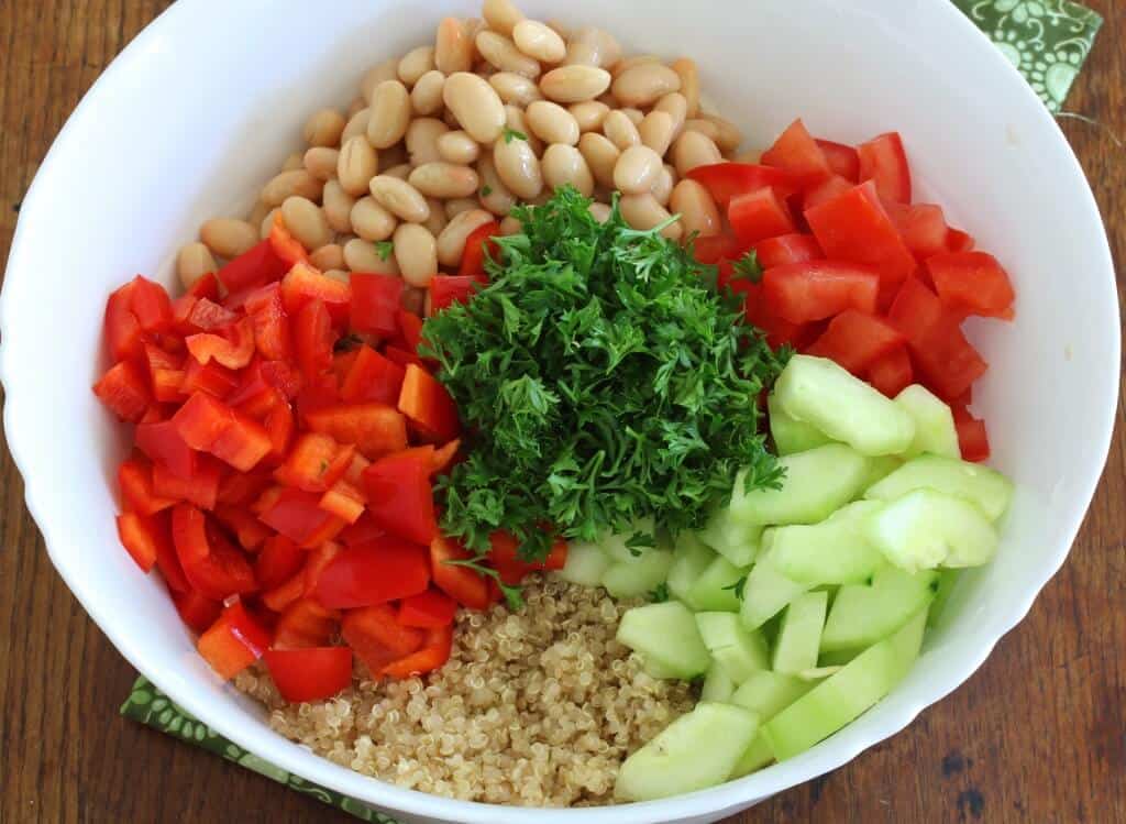 combining ingredients in a bowl