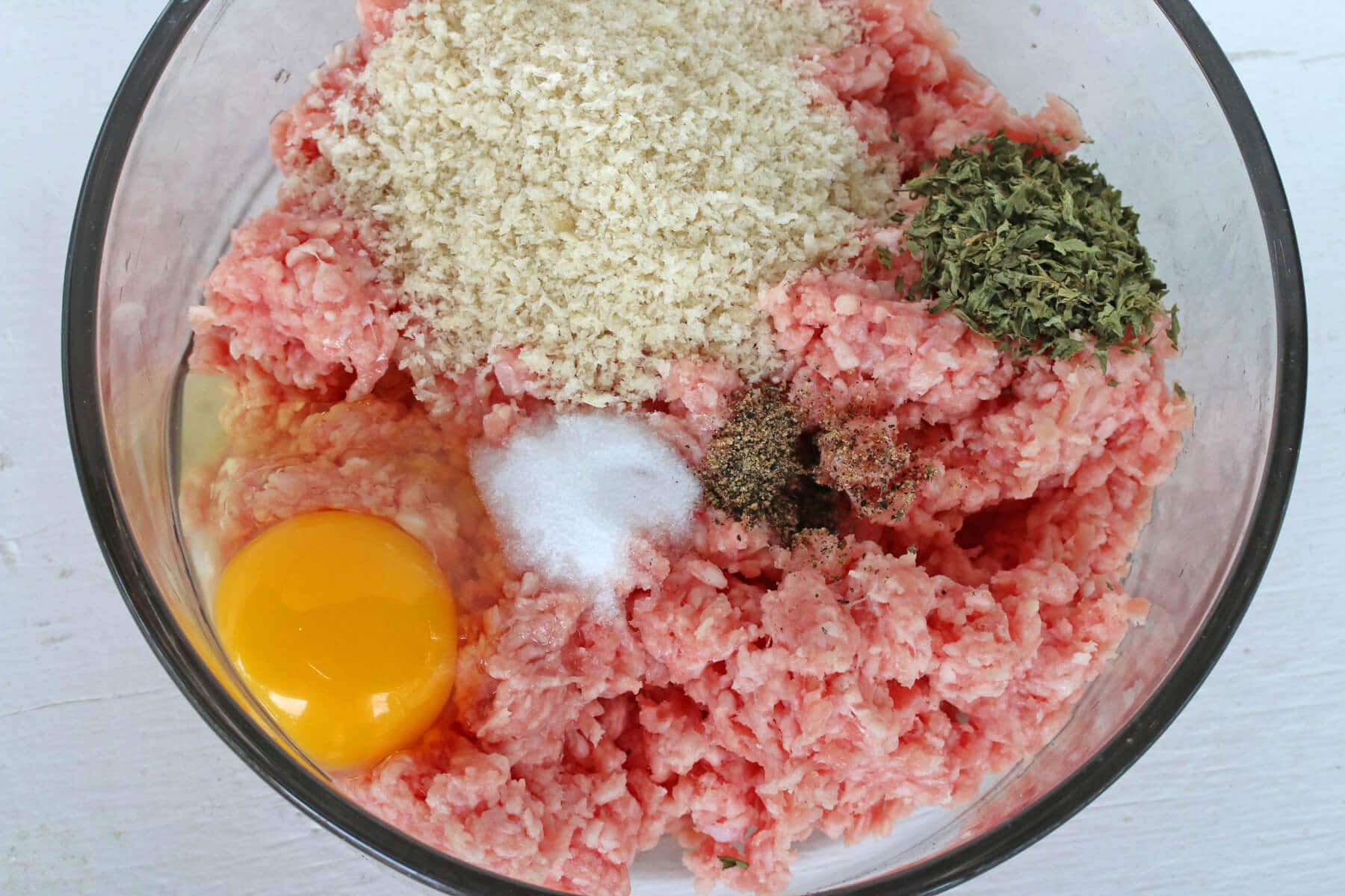 ingredients for meat mixture in bowl