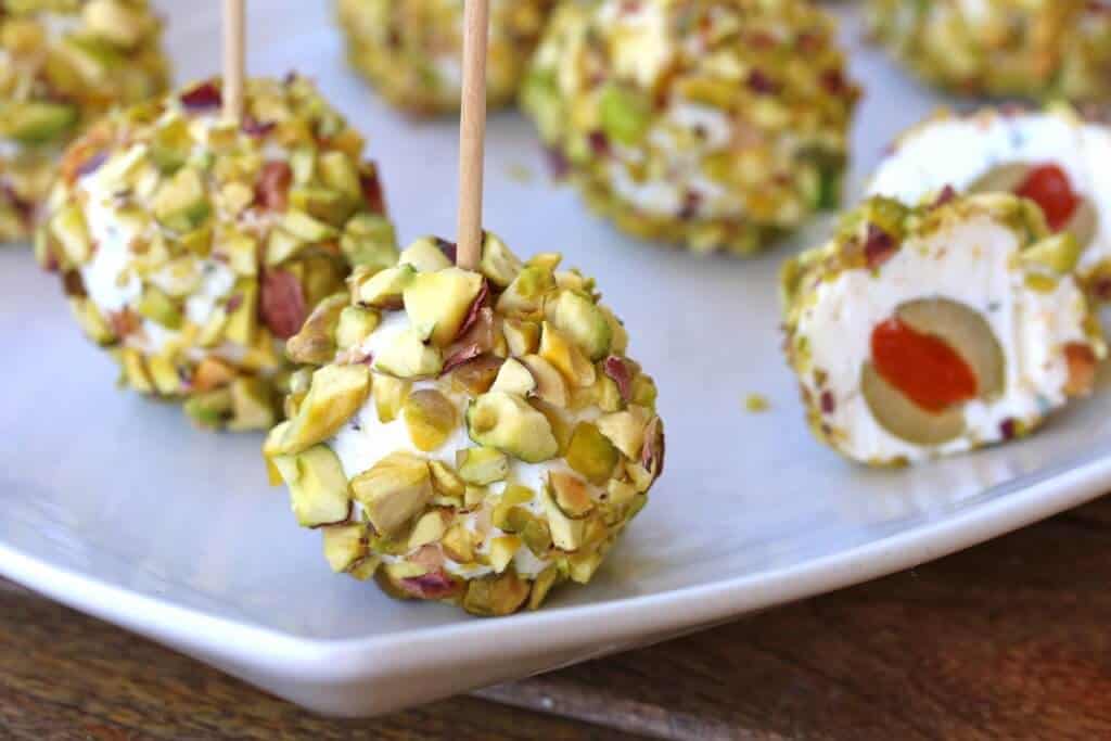 pistachio lemon cheese balls recipe olives meyer basil goat entertaining