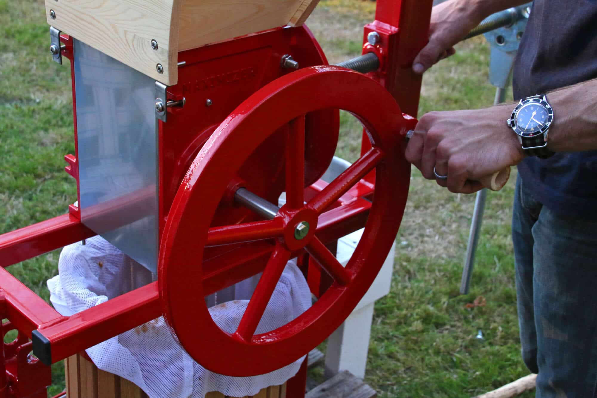 Powered fruit crusher