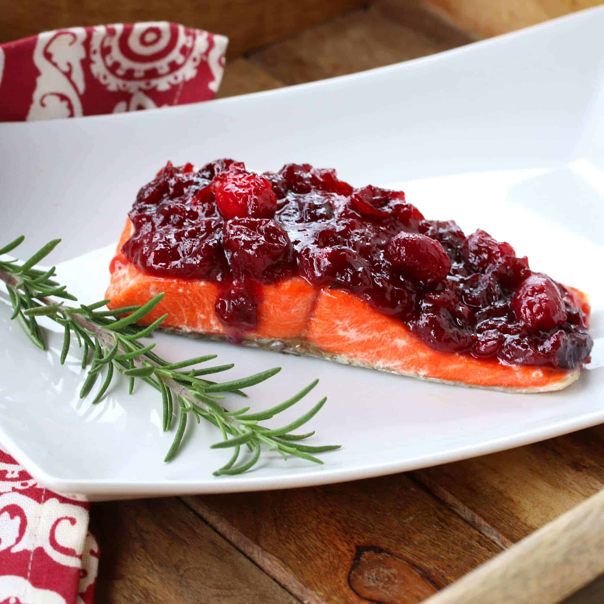 salmon recipe cranberry sauce mustard dijon herbs ginger christmas holidays thanksgiving recipe easy fast sous vide baked grilled broiled pan fried