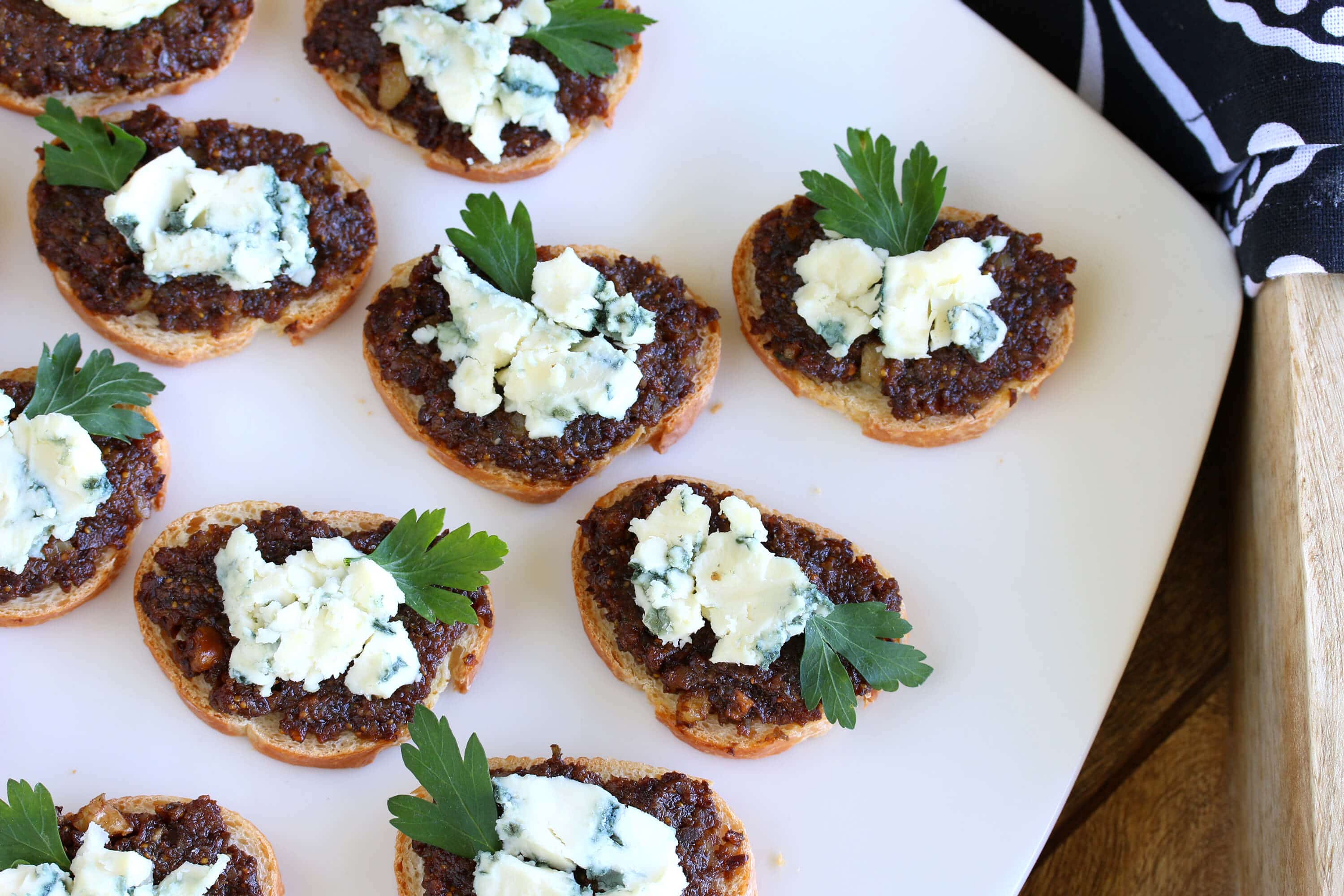 black olive tapenade recipe figs roquefort cheese walnuts honey herbs capers French entertaining