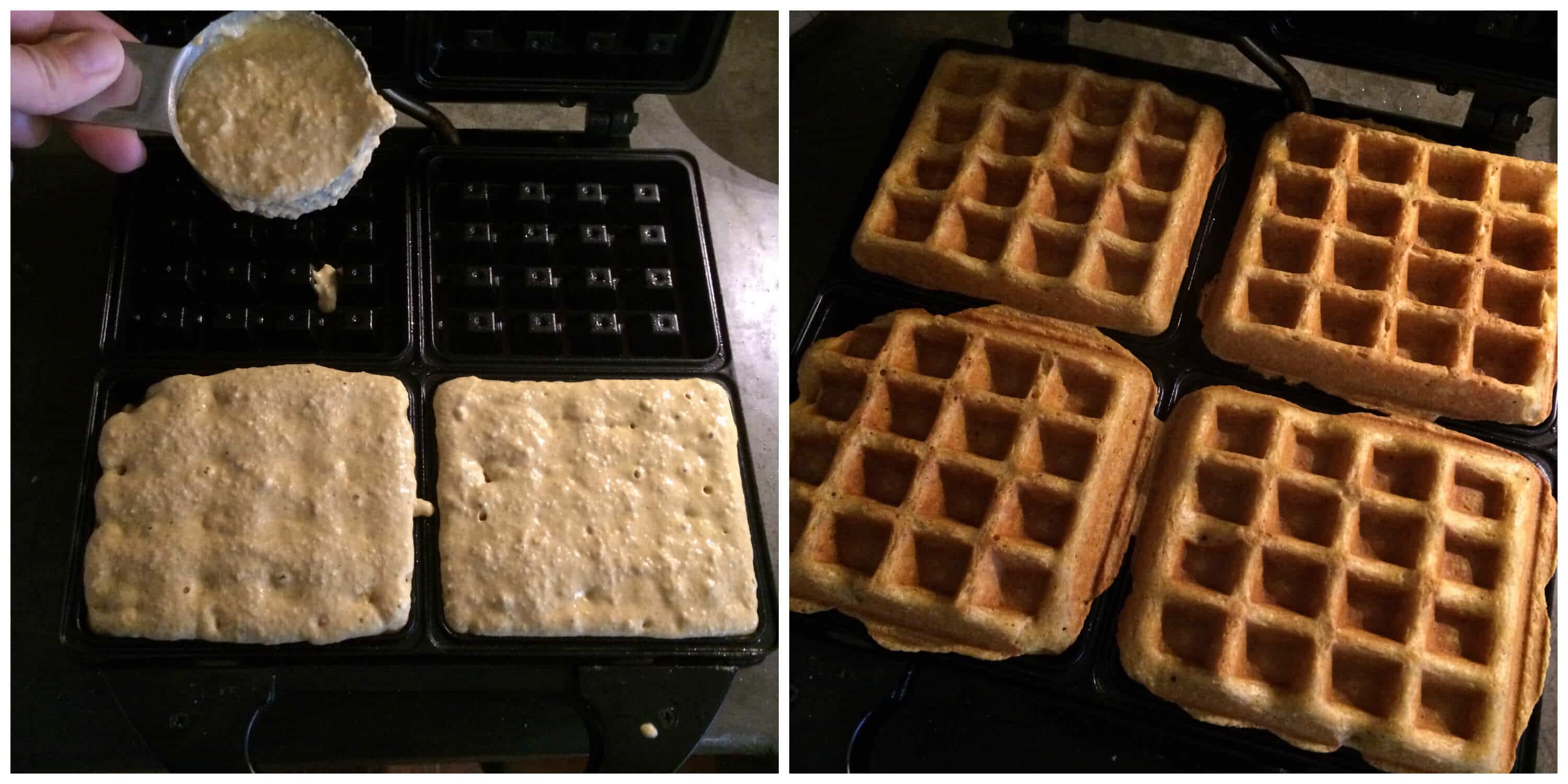 cooking waffles
