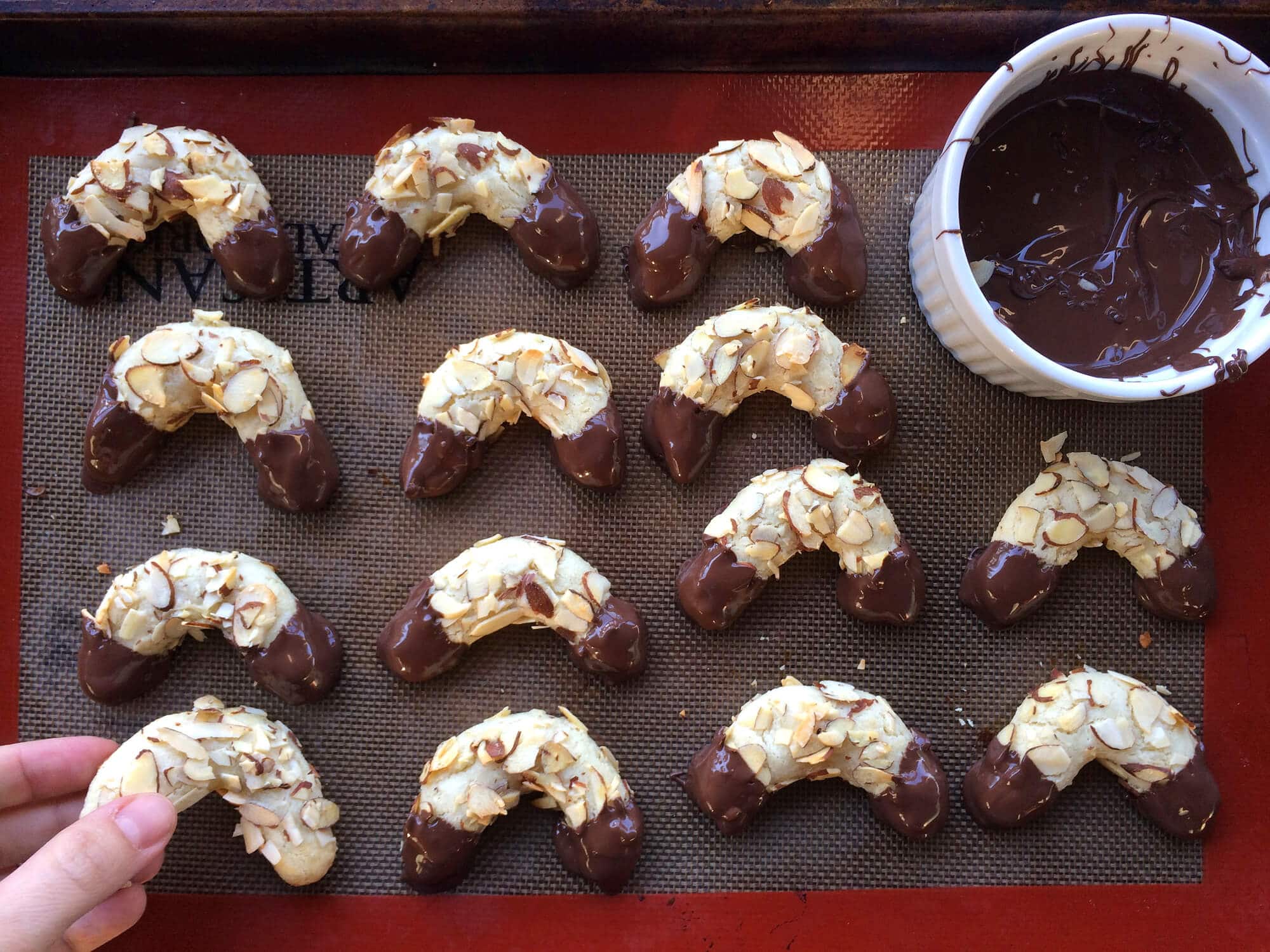 Mandelhornchen Chocolate Dipped Marzipan Almond Horns The Daring Gourmet