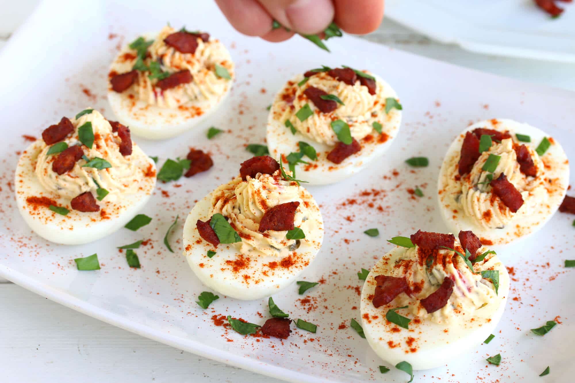 deviled eggs recipe spanish chorizo olives capers pimientos paprika best gluten free paleo