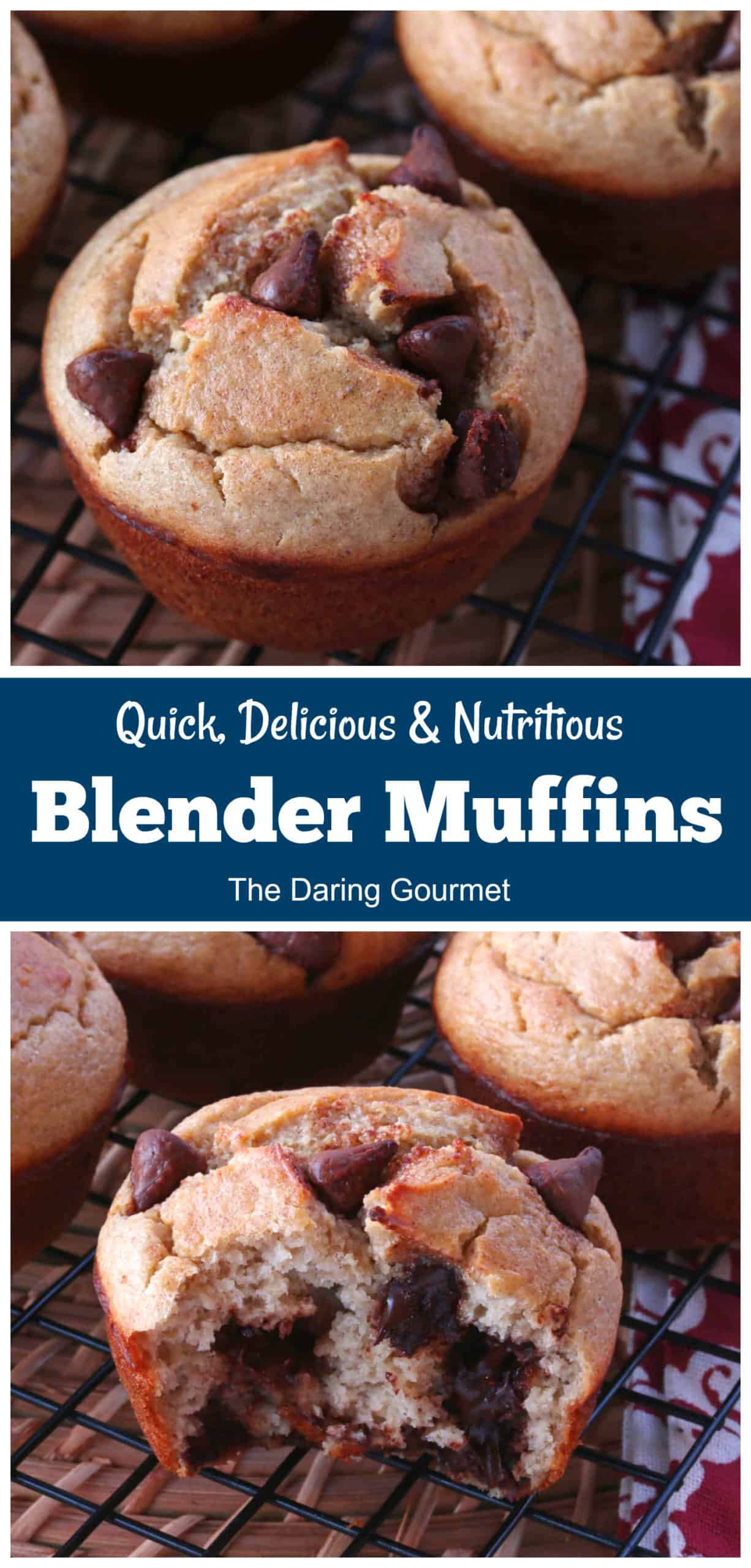 blender muffins recipe easy healthy without flour sugar oil gluten free chocolate chips banana