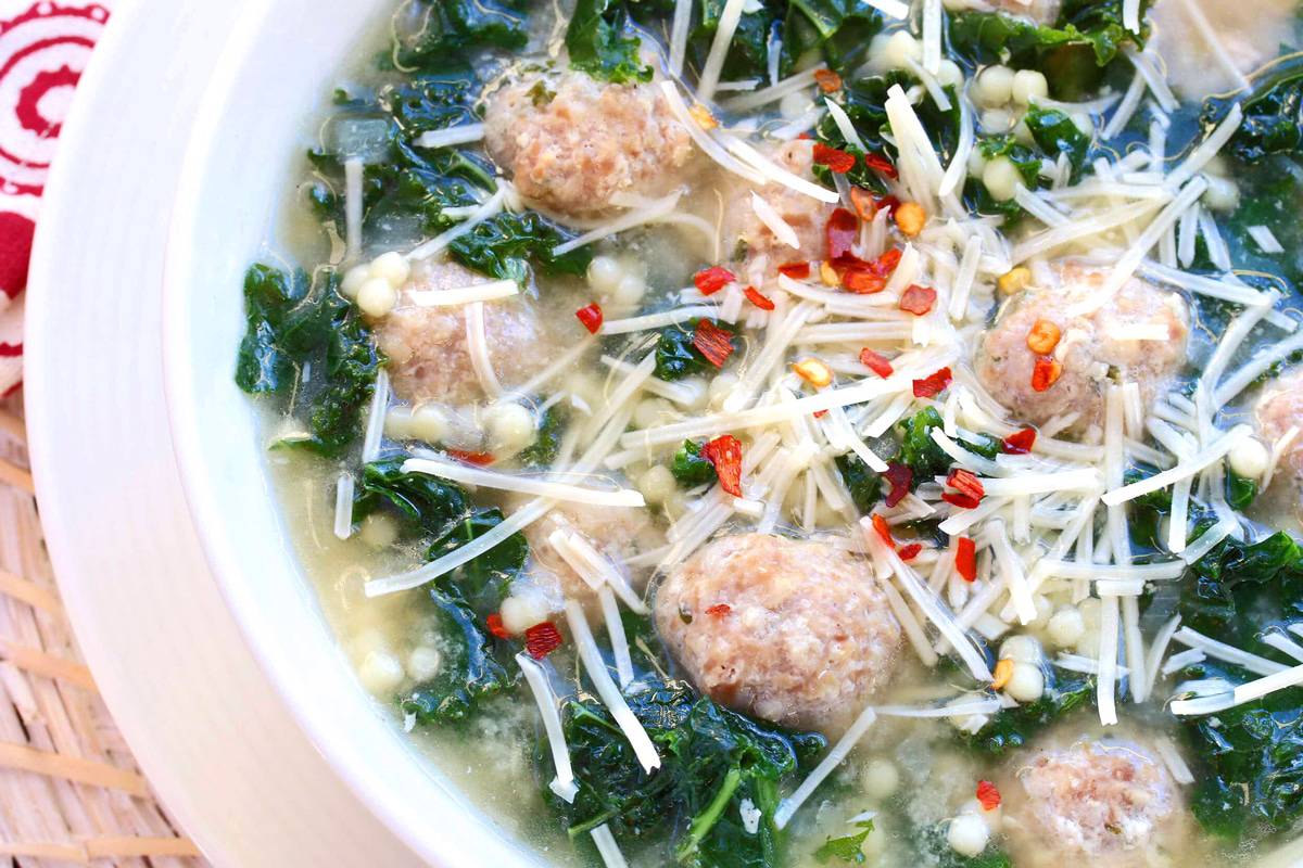 Italian wedding soup recipe best traditional authentic meatballs pasta kale cheese