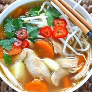 Asian chicken soup recipe Chinese Indonesian vegetables spices spiced lemongrass healthy gluten free
