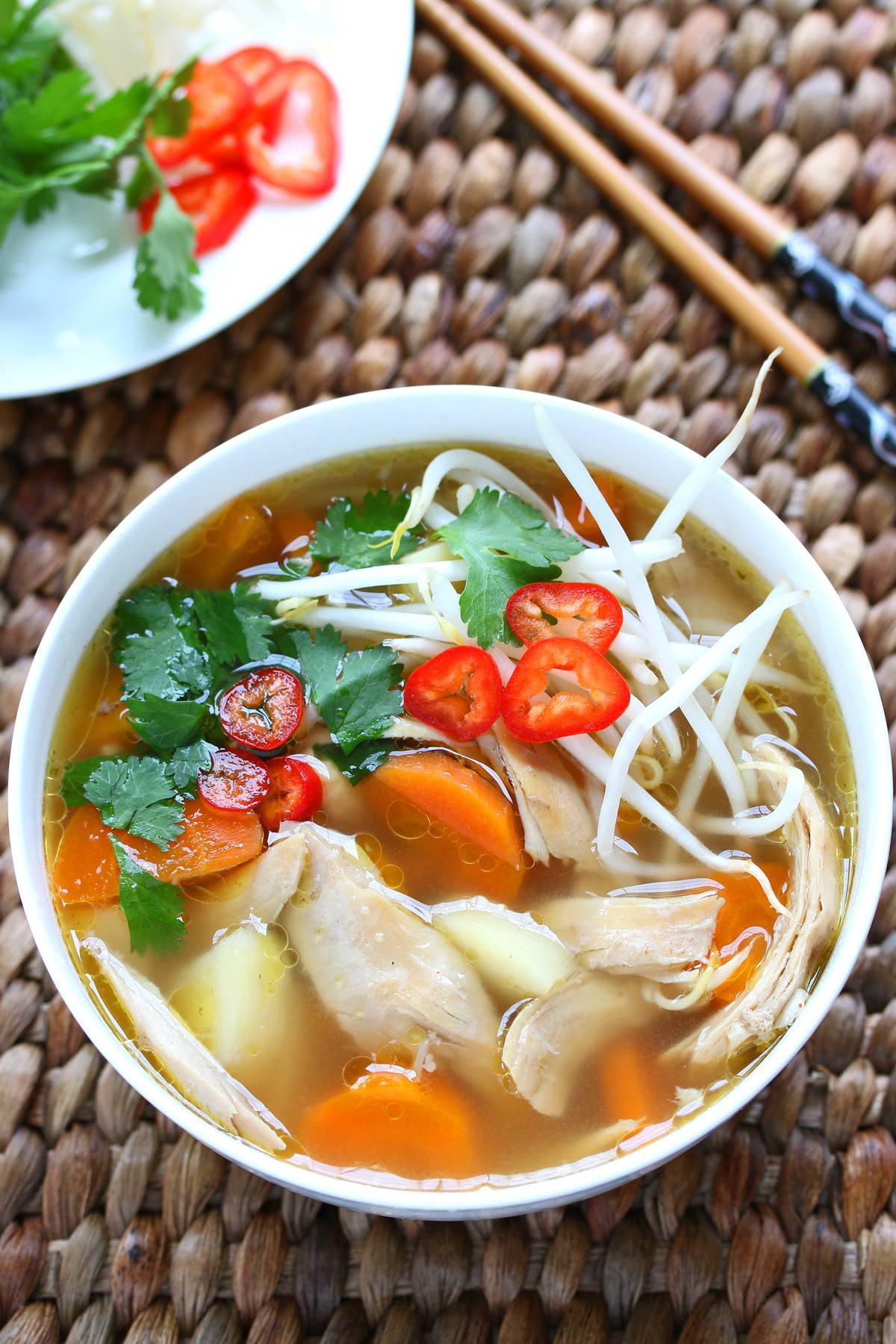 Asian chicken soup recipe Chinese Indonesian vegetables spices spiced lemongrass healthy gluten free