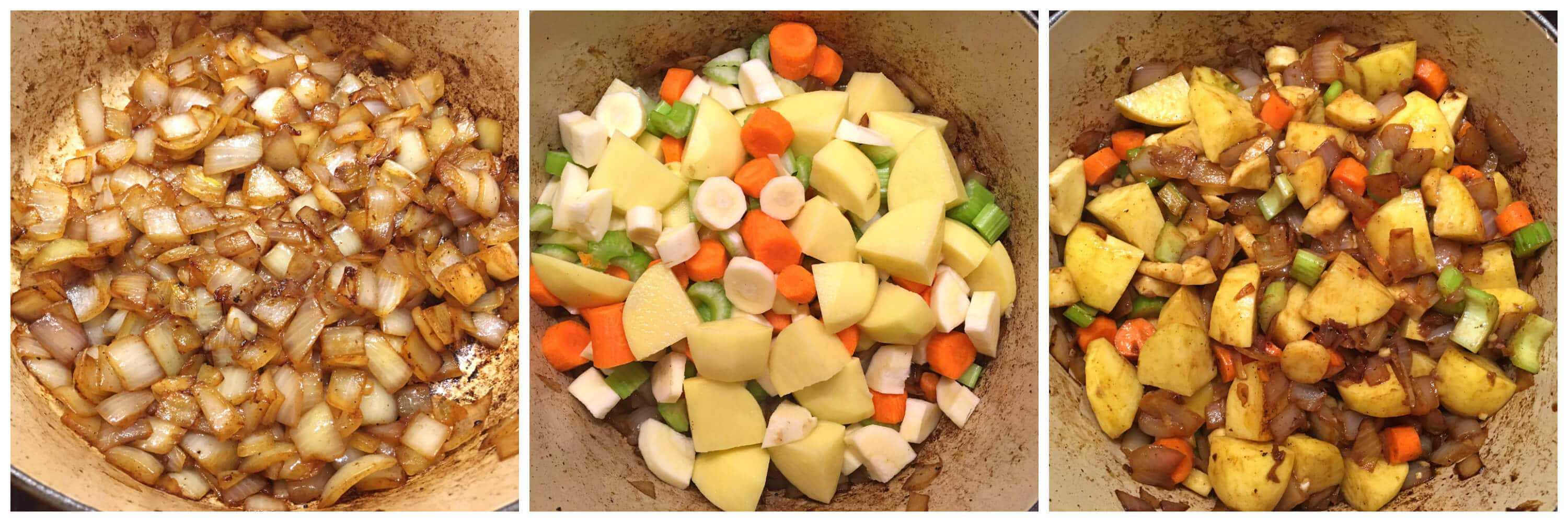 cooking the vegetables