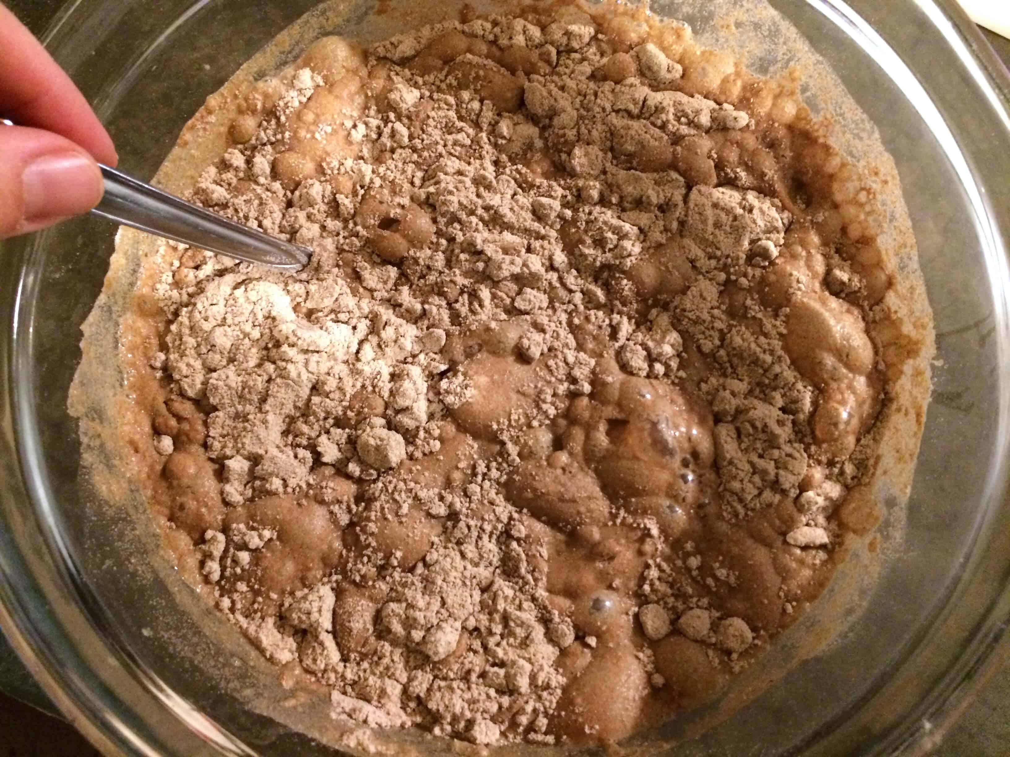 combining water and flour