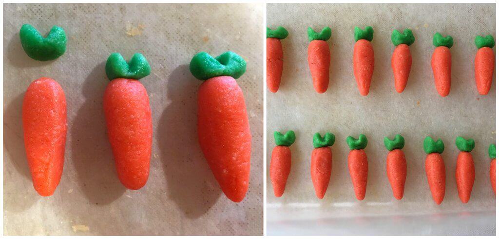 making the marzipan carrots