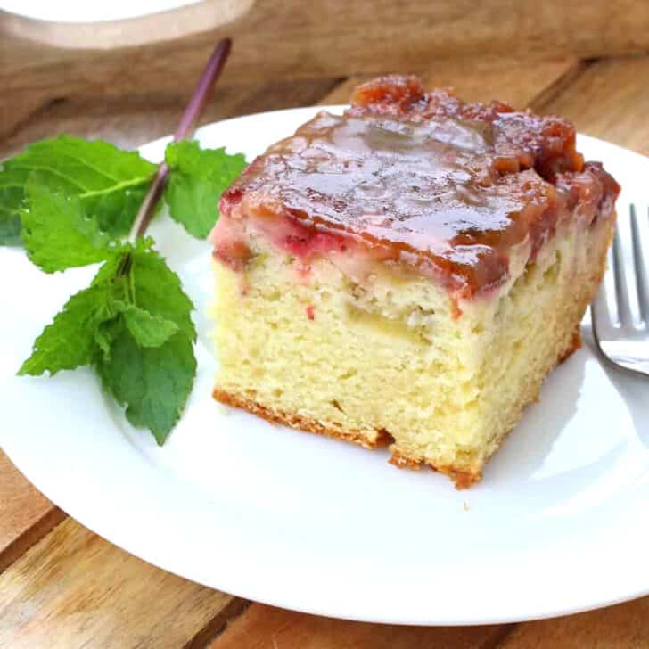 strawberry rhubarb upside down cake recipe caramel glaze best