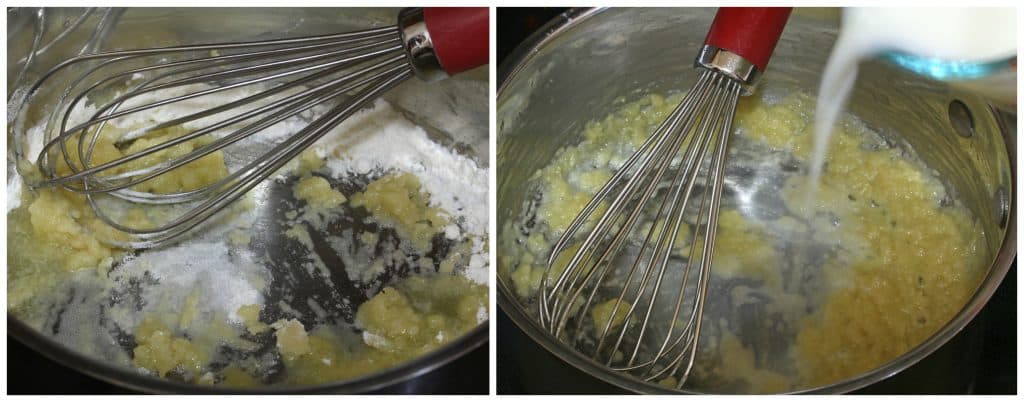 whisking flour and butter in saucepan