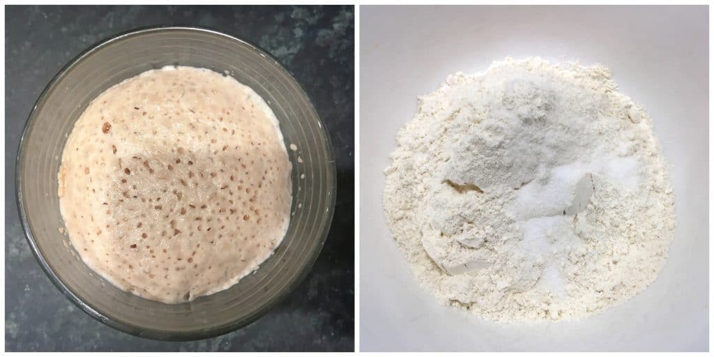 preparing yeast and flour