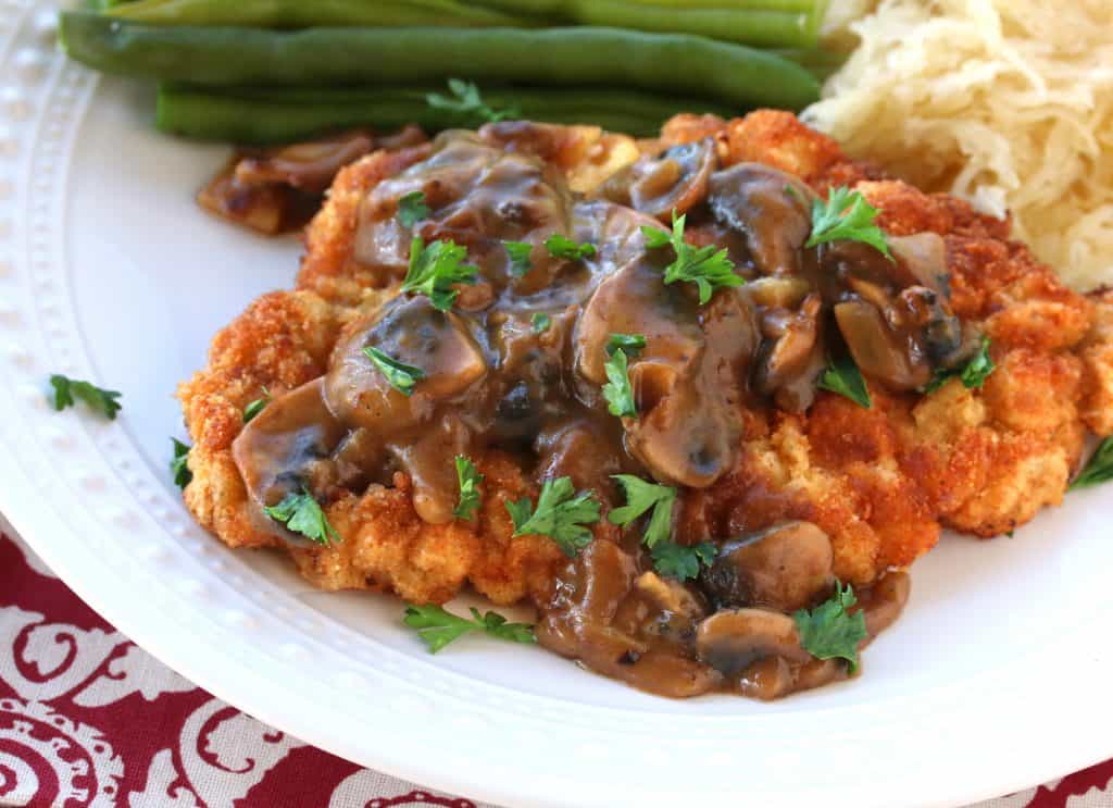 Jägerschnitzel (Schnitzel with Mushroom Gravy) - The Daring Gourmet