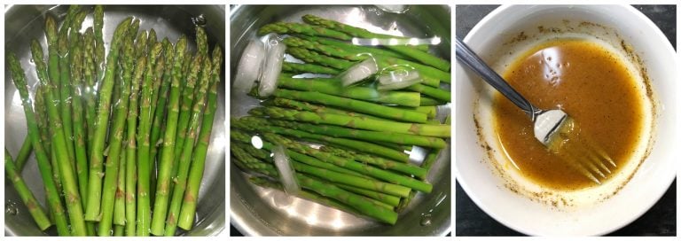 cooking the asparagus and preparing vinaigrette
