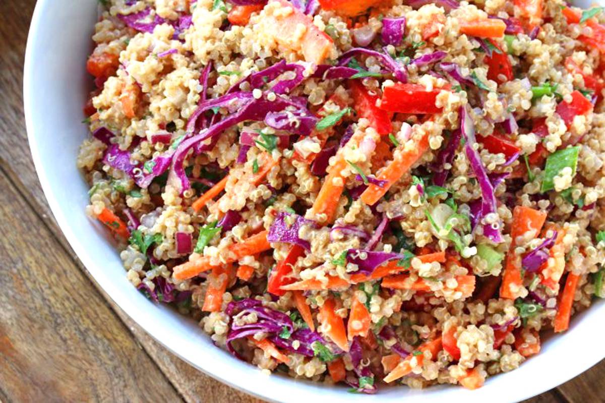 thai quinoa salad recipe peanut sauce dressing vegetarian vegan gluten free