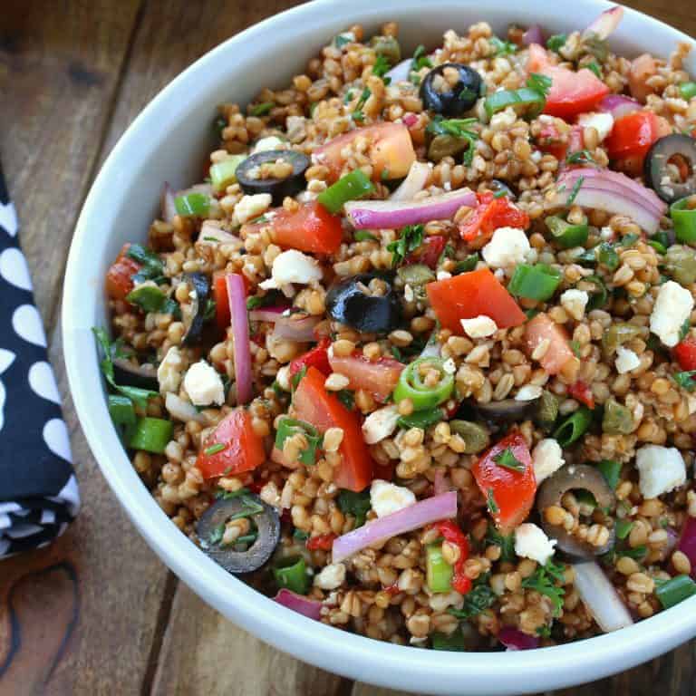 greek einkorn wheat berry salad recipe