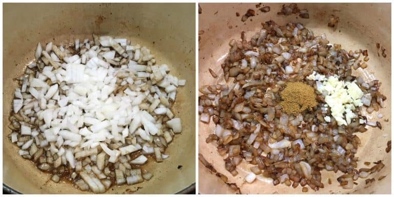 cooking the onions and garlic