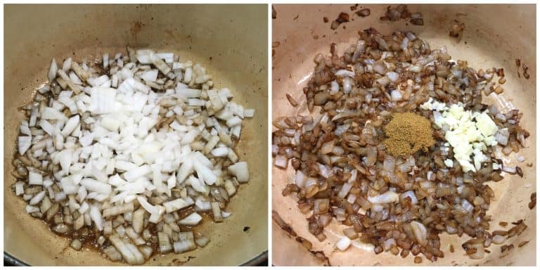 frying onions adding spices