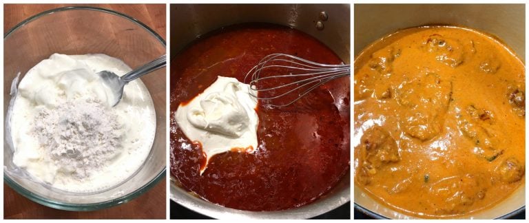 adding sour cream and flour mixture