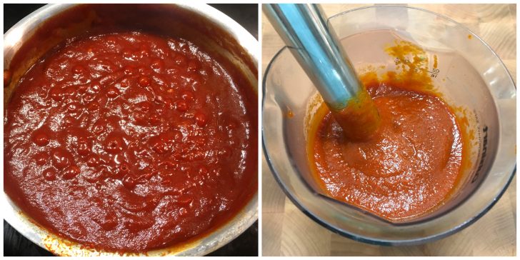 blending the sauce