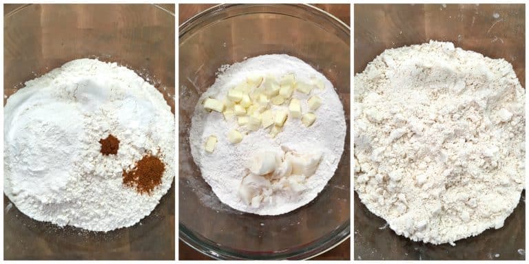 combining flour spices butter and lard