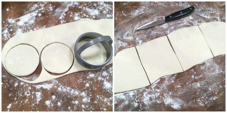 cutting out the pastry dough