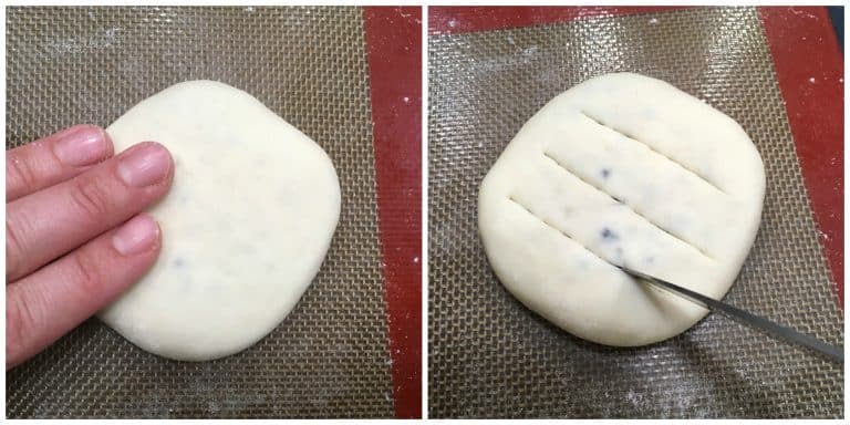 cutting slits in dough