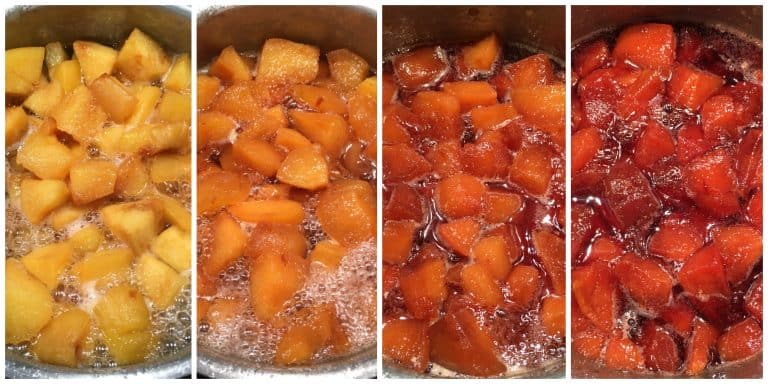 simmering the quince 