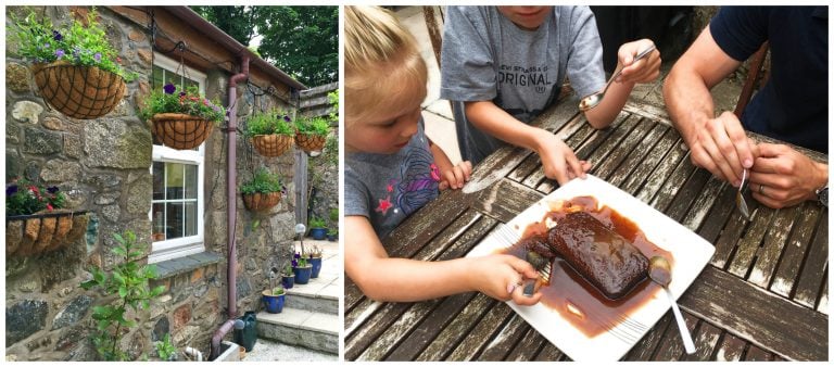 eating sticky toffee pudding