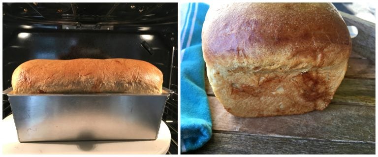 baking the bread in the oven