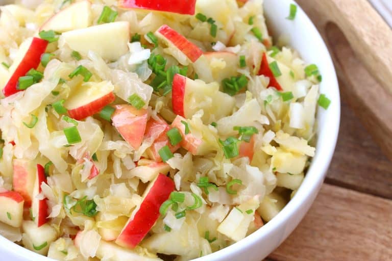 sauerkraut salad recipe german sauerkrautsalat rezept apples vinegar onions gluten free vegetarian vegan