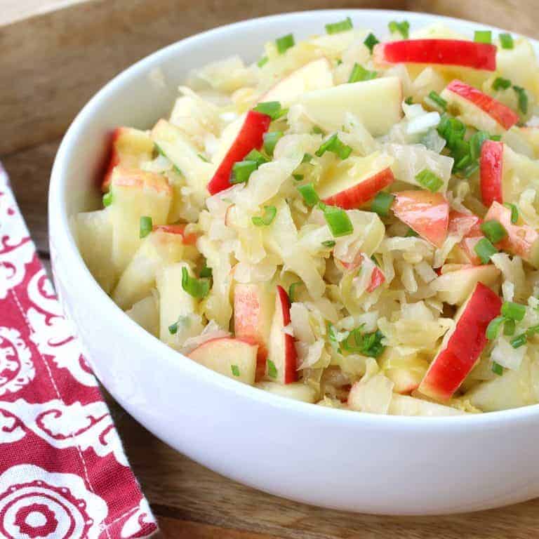 sauerkraut salad recipe german sauerkrautsalat rezept apples vinegar onions gluten free vegetarian vegan