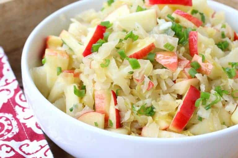 sauerkraut salad recipe german sauerkrautsalat rezept apples vinegar onions gluten free vegetarian vegan